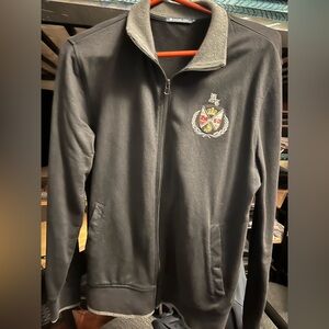 Black sweater jacket with logo